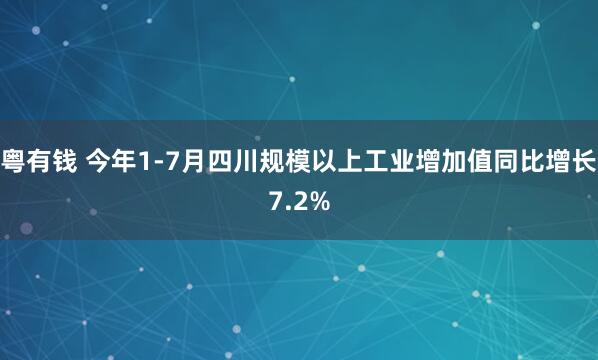 粤有钱 今年1-7月四川规模以上工业增加值同比增长7.2%