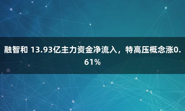 融智和 13.93亿主力资金净流入，特高压概念涨0.61%